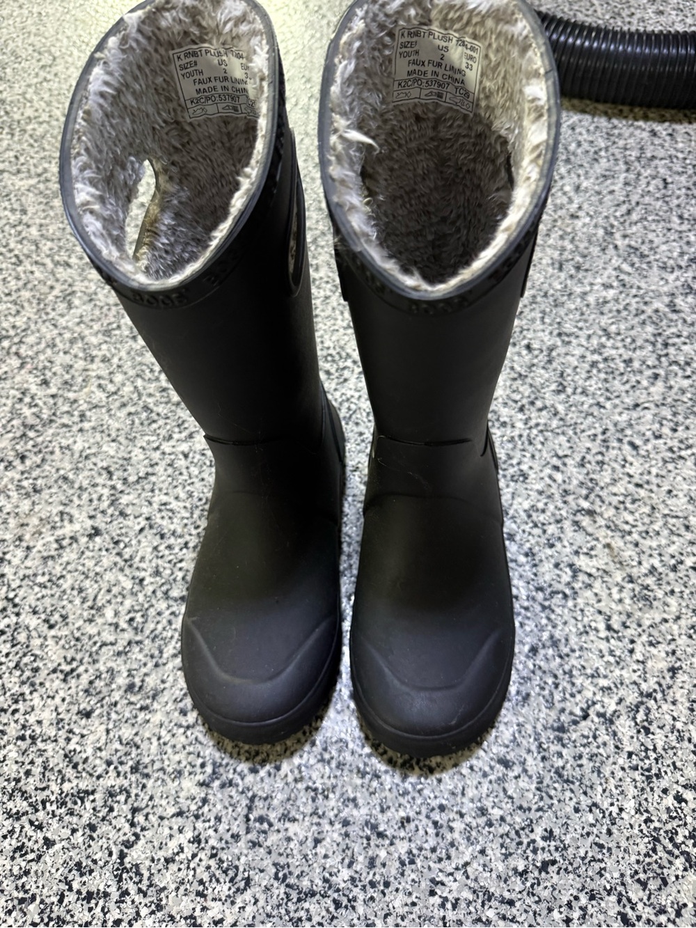 Kids Bogs Black Waterproof Fleece-Lined Tall Boots